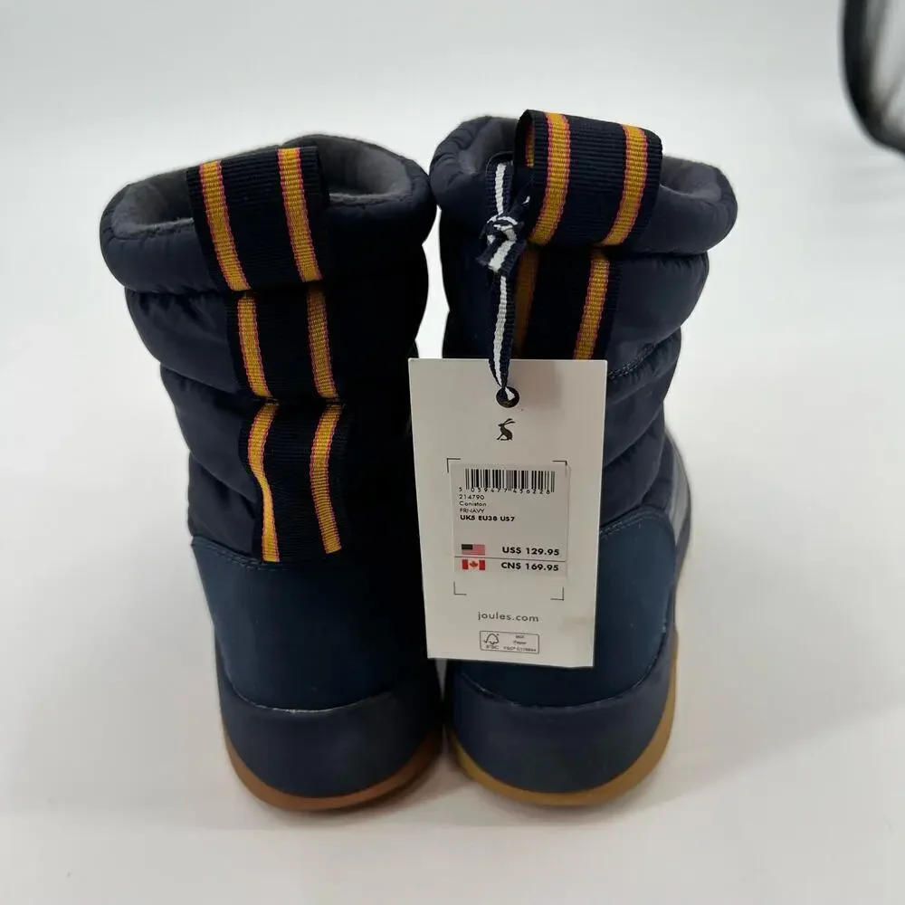 NEW Joules Winter Rain boots Pull On navy blue Non Slip Mid Calf Coniston size 7